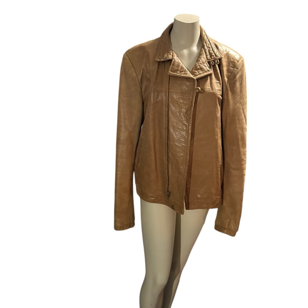 Chic Tan Leather Jacket for Women